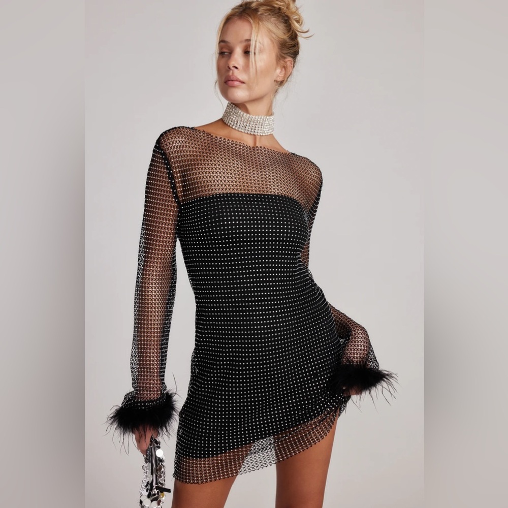 12th Tribe Martini Black Mesh Mini Dress